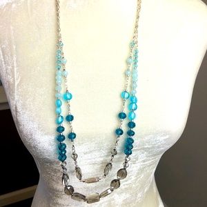 NEW WHBM blue silver convertible long necklace